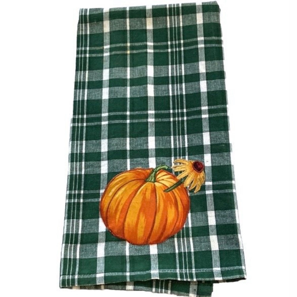 PUMPKIN Fall Autumn Embroidered Applique Kitchen Towel 30 x 20 inches